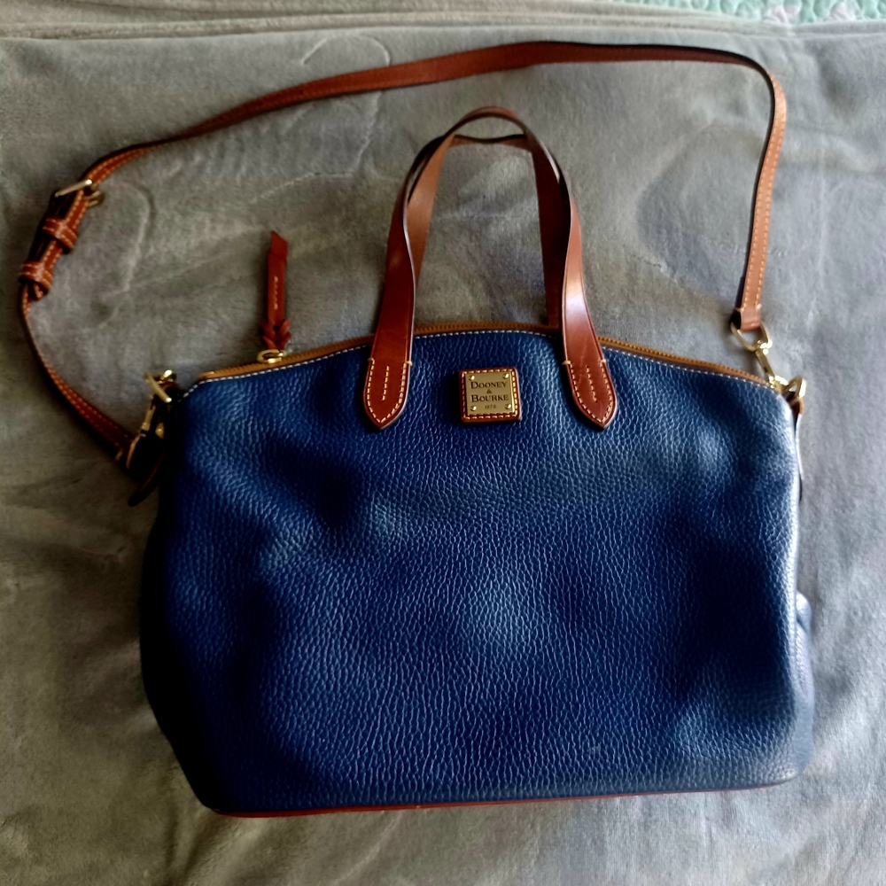 Dooney & Bourke Navy and Brown Shoulder Bag